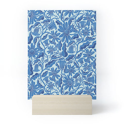 Sewzinski Monochrome Florals Blue Mini Art Print