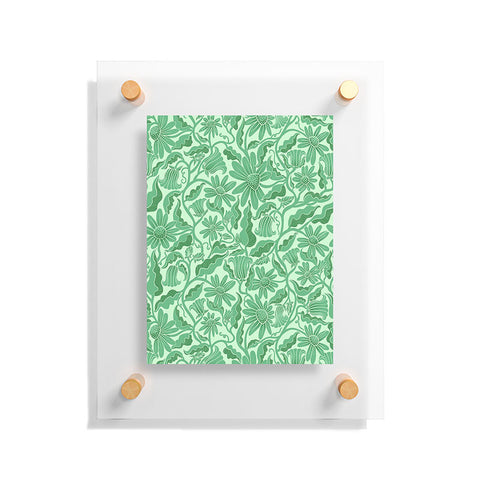 Sewzinski Monochrome Florals Green Floating Acrylic Print
