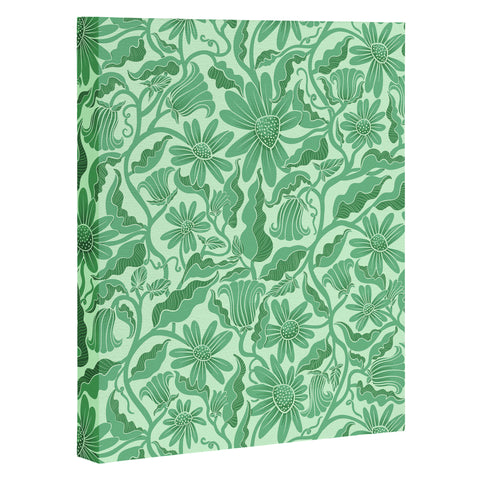Sewzinski Monochrome Florals Green Art Canvas