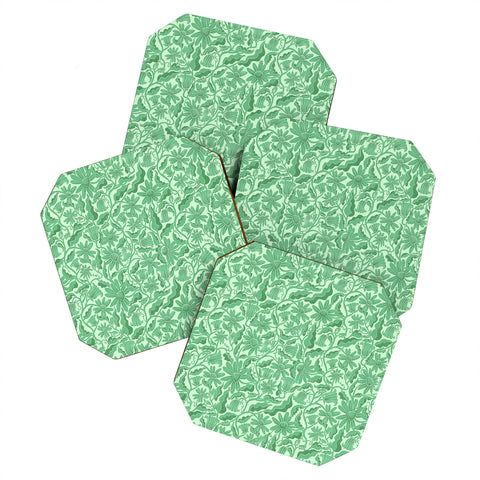 Sewzinski Monochrome Florals Green Coaster Set