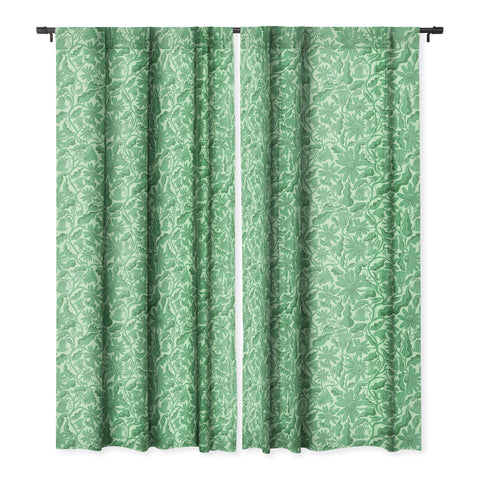 Sewzinski Monochrome Florals Green Blackout Window Curtain