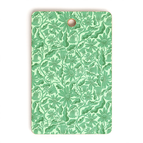 Sewzinski Monochrome Florals Green Cutting Board Rectangle