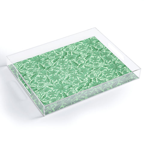 Sewzinski Monochrome Florals Green Acrylic Tray