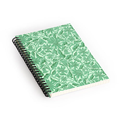 Sewzinski Monochrome Florals Green Spiral Notebook