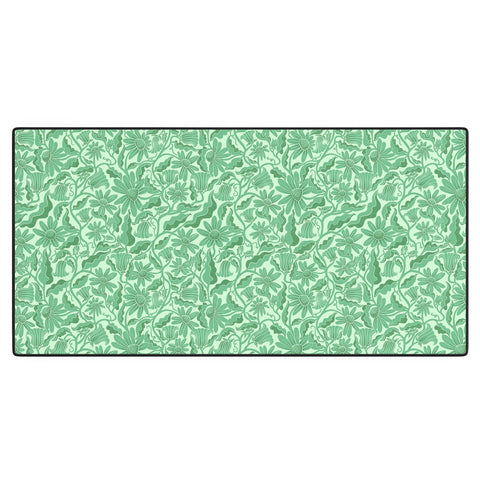 Sewzinski Monochrome Florals Green Desk Mat