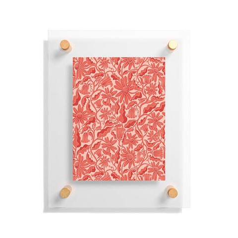 Sewzinski Monochrome Florals Red Floating Acrylic Print