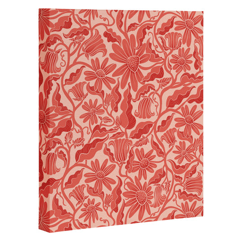 Sewzinski Monochrome Florals Red Art Canvas