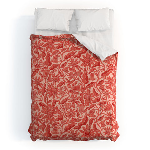 Sewzinski Monochrome Florals Red Comforter