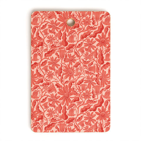 Sewzinski Monochrome Florals Red Cutting Board Rectangle