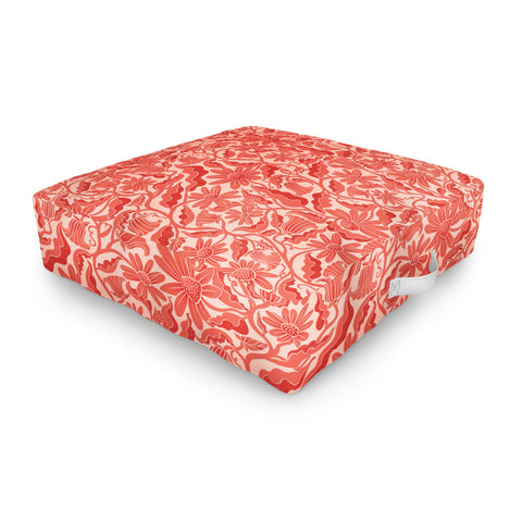 Sewzinski Monochrome Florals Red Outdoor Floor Cushion