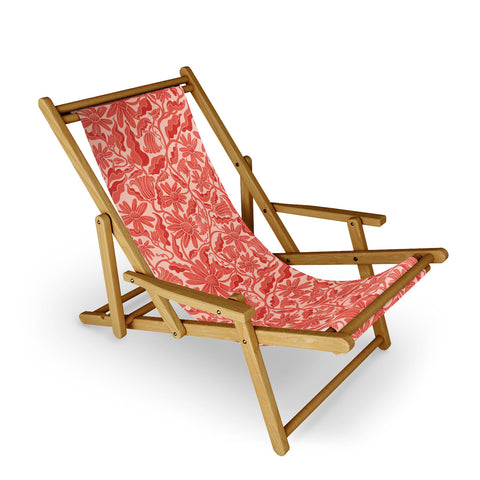 Sewzinski Monochrome Florals Red Sling Chair