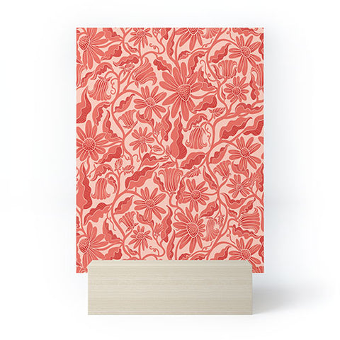 Sewzinski Monochrome Florals Red Mini Art Print