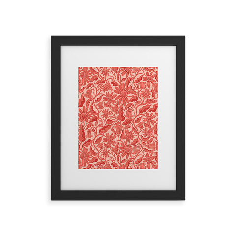 Sewzinski Monochrome Florals Red Framed Art Print