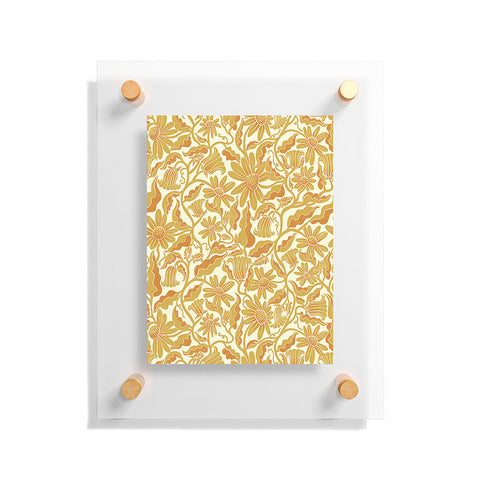 Sewzinski Monochrome Florals Yellow Floating Acrylic Print