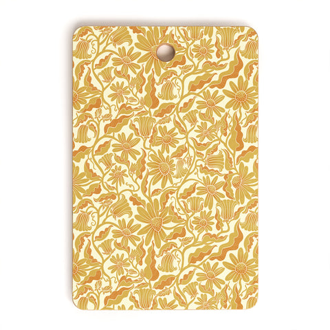 Sewzinski Monochrome Florals Yellow Cutting Board Rectangle