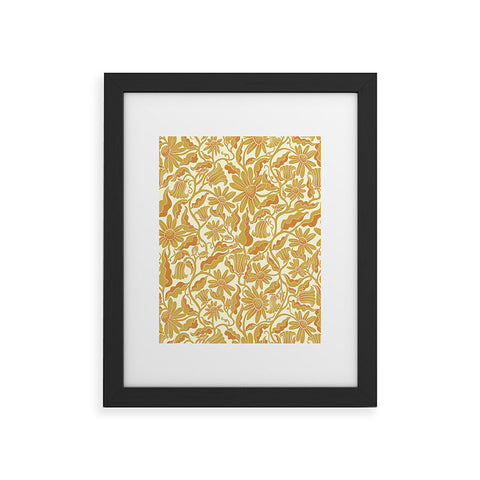 Sewzinski Monochrome Florals Yellow Framed Art Print