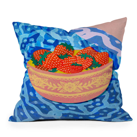Sewzinski New Strawberries Throw Pillow