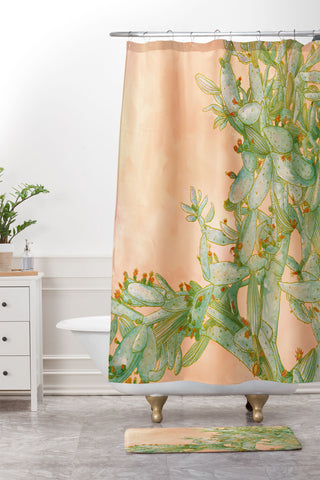 Sewzinski Opuntia Shower Curtain And Mat