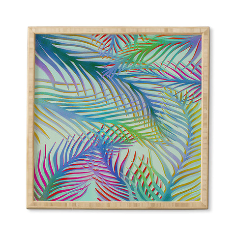 Sewzinski Palm Leaves Blue and Green Framed Wall Art