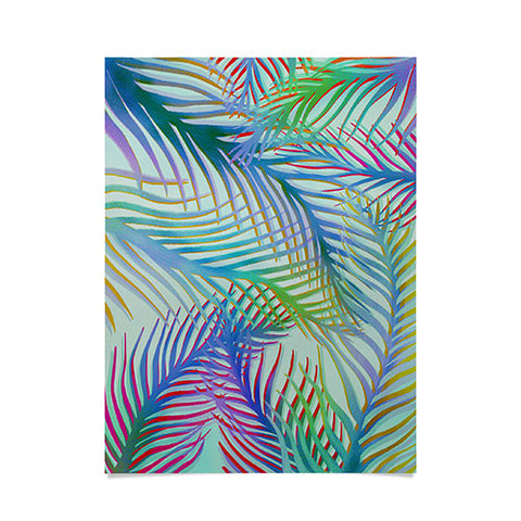 Sewzinski Palm Leaves Blue and Green Poster