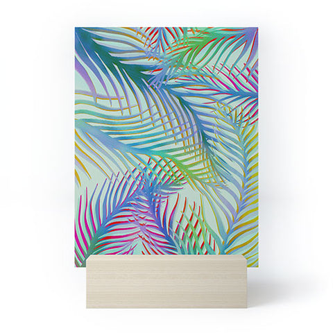 Sewzinski Palm Leaves Blue and Green Mini Art Print