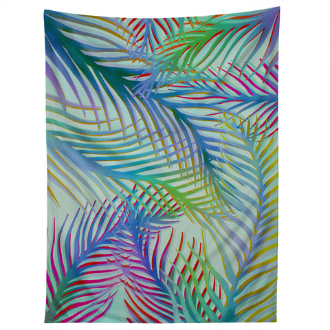 Sewzinski Palm Leaves Blue and Green Tapestry
