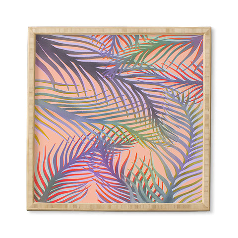 Sewzinski Palm Leaves Purple and Peach Framed Wall Art