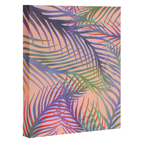 Sewzinski Palm Leaves Purple and Peach Art Canvas