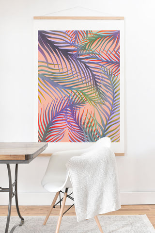 Sewzinski Palm Leaves Purple and Peach Art Print And Hanger