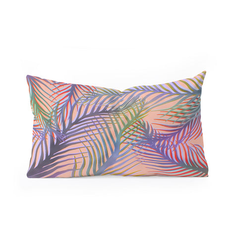 Sewzinski Palm Leaves Purple and Peach Oblong Throw Pillow