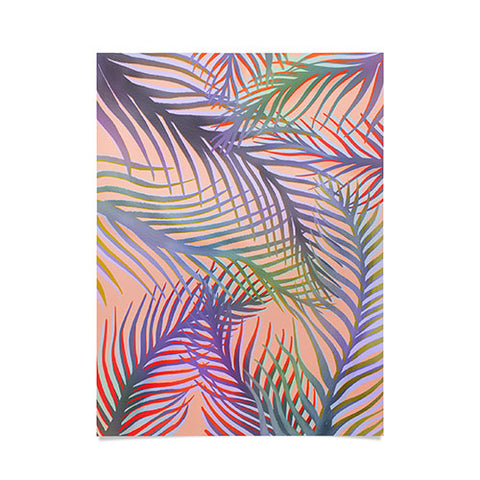 Sewzinski Palm Leaves Purple and Peach Poster