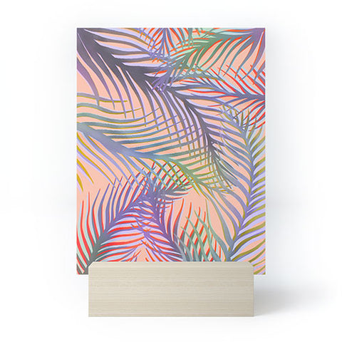 Sewzinski Palm Leaves Purple and Peach Mini Art Print