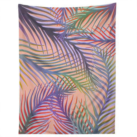 Sewzinski Palm Leaves Purple and Peach Tapestry