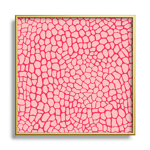 Sewzinski Pink Lizard Print Square Metal Framed Art Print