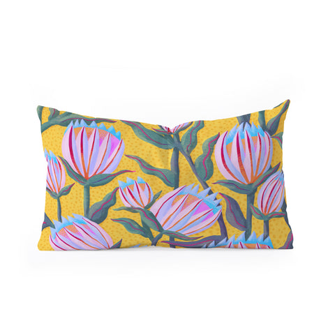 Sewzinski Protea Flowers on Yellow Oblong Throw Pillow
