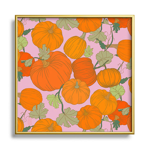 Sewzinski Pumpkin Patch Pattern Square Metal Framed Art Print