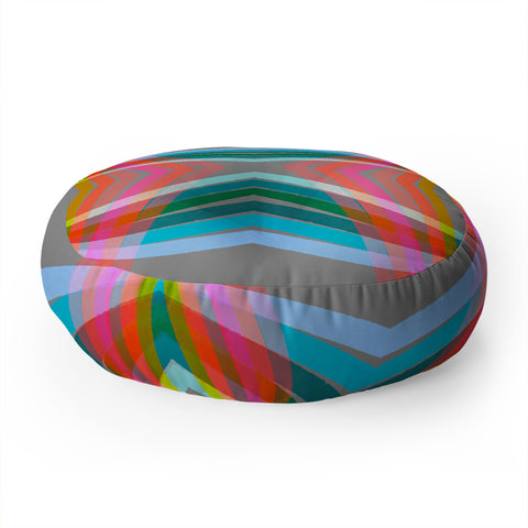 Sewzinski Rainbow Lines Floor Pillow Round