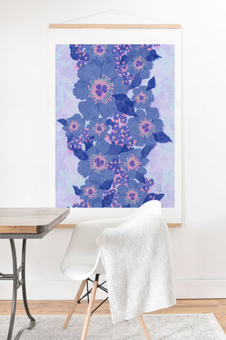 Sewzinski Retro Blue Flowers Art Print And Hanger