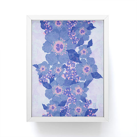 Sewzinski Retro Blue Flowers Framed Mini Art Print
