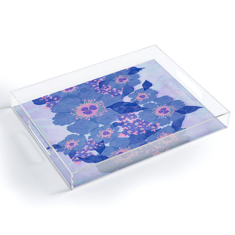 Sewzinski Retro Blue Flowers Acrylic Tray