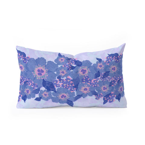 Sewzinski Retro Blue Flowers Oblong Throw Pillow