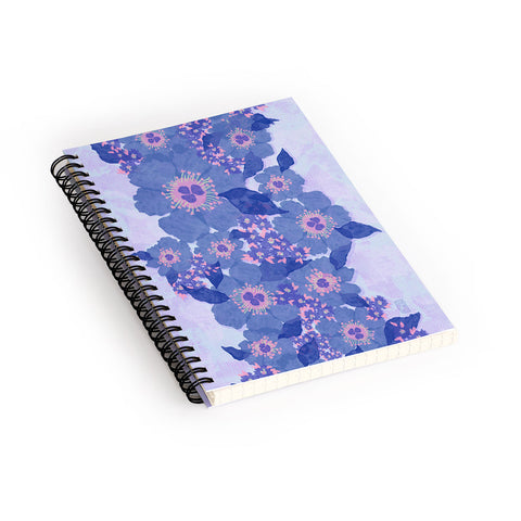 Sewzinski Retro Blue Flowers Spiral Notebook