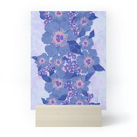 Sewzinski Retro Blue Flowers Mini Art Print
