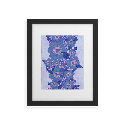 Sewzinski Retro Blue Flowers Framed Art Print
