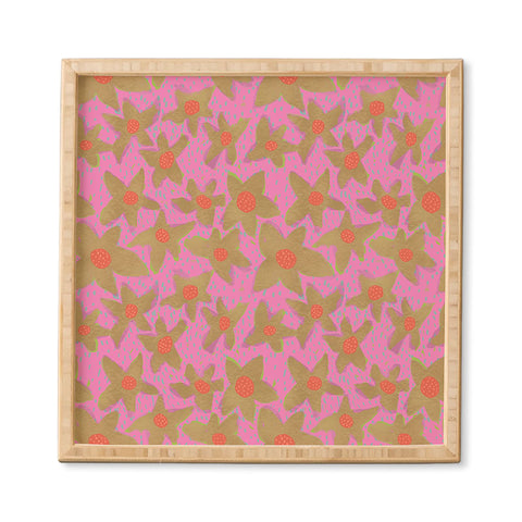 Sewzinski Retro Flowers on Pink Framed Wall Art