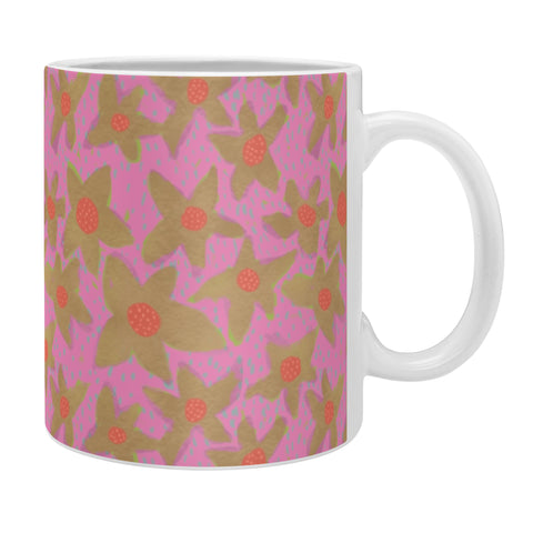 Sewzinski Retro Flowers on Pink Coffee Mug