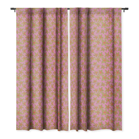 Sewzinski Retro Flowers on Pink Blackout Window Curtain