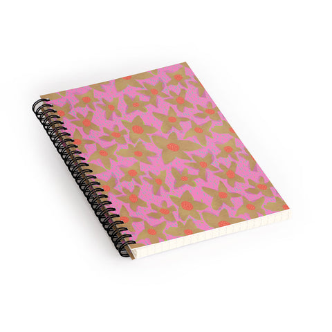 Sewzinski Retro Flowers on Pink Spiral Notebook