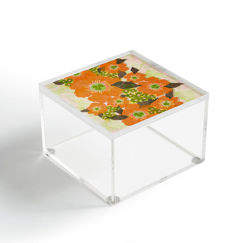 Sewzinski Retro Orange Flowers Acrylic Box