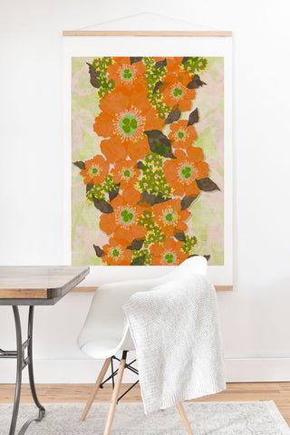 Sewzinski Retro Orange Flowers Art Print And Hanger